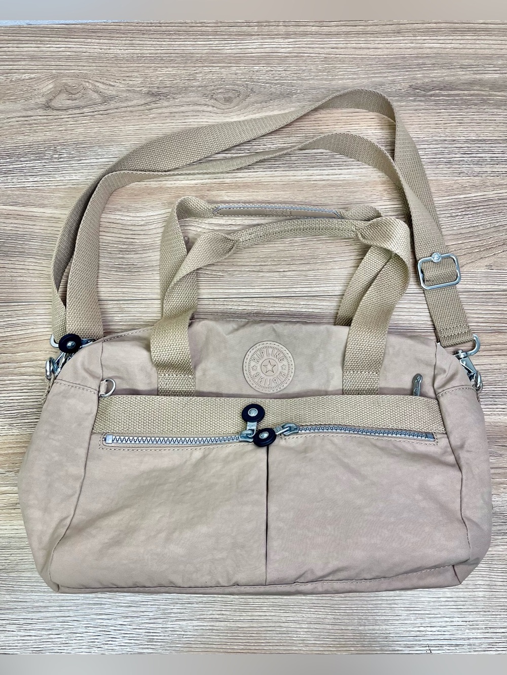 Kipling Klara Neutral Beige Tote-Style Shoulder Bag NWOT